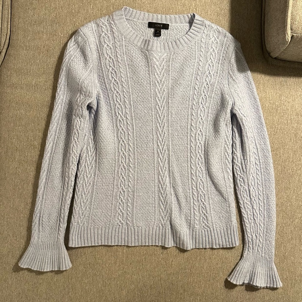 Women’s J Crew Cable Knit Light Blue Sweater